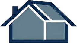 Logotipo de Tejados en León: casa a dos aguas en azul con chimenea